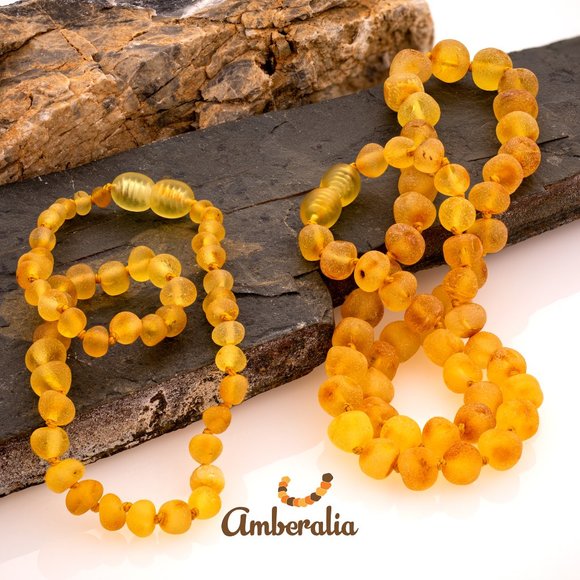 Set of Baltic Amber  Adult and Baby Necklace Set - 13" and 19.7"  - 14 Colors - Picture 12 of 16